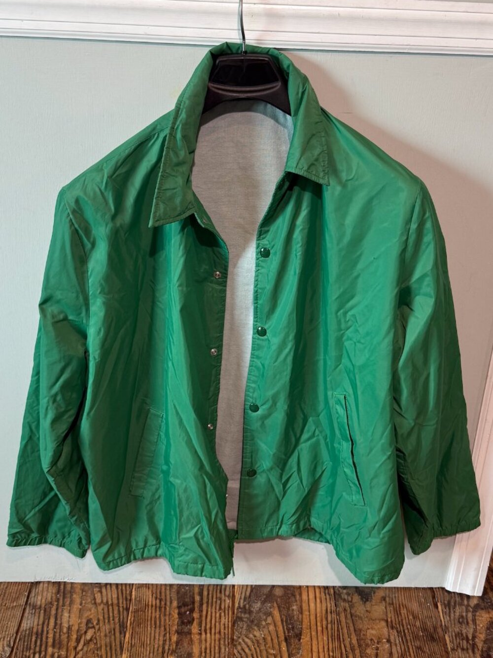 David Peyser Vintage Jacket Queens NY Baseball Coach Green USA Made Snap Men’s L